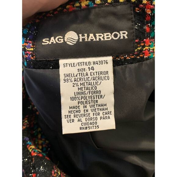 Sag Harbor colorful plaid texture with metallic threads zipper jacket size 14 - Picture 3 of 9